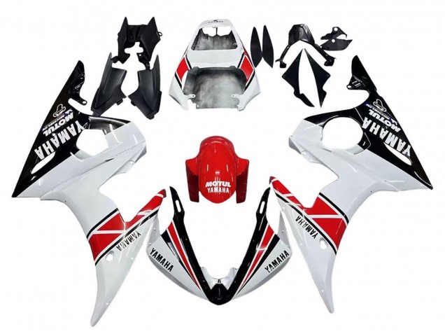 Carenados Moto Yamaha YZF R6 2003-2004 - Blanco Rojo Negro Brillante Motul Fábrica
