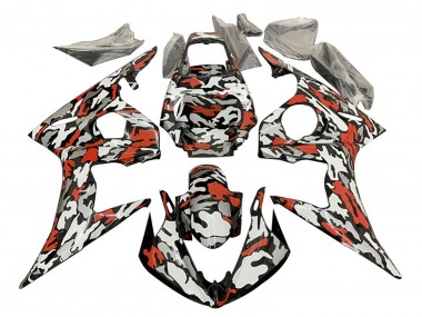 Carenados Moto Yamaha YZF R6S 2006-2009 - Negro Rojo Gris Camouflage Fábrica