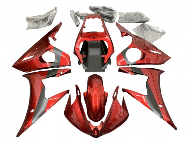 Carenado Moto Yamaha YZF R6 2003-2004 - Rojo Negro Mate Fábrica