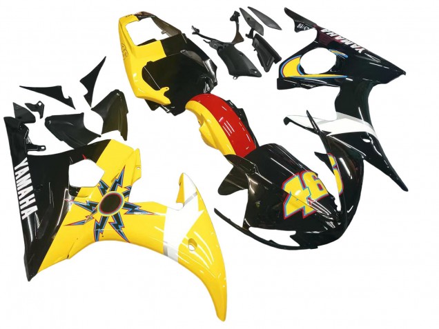 Carenados Moto Yamaha YZF 600 R6 2005 - Negro Amarillo Rojo 46 Fábrica