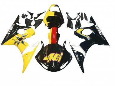 Carenados Moto Yamaha YZF 600 R6 2005 - Negro Amarillo Rojo 46 Fábrica