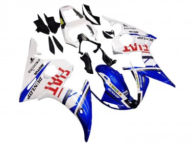 Carenados Moto Yamaha YZF 600 R6 2005 - Blanco Azul Dunlop Fiat Motul Fábrica