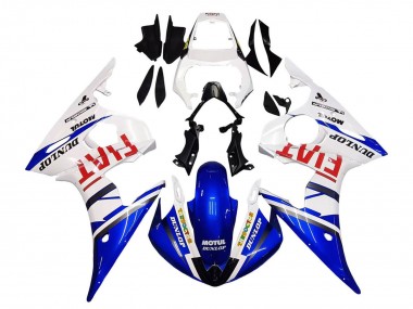 Carenados Moto Yamaha YZF 600 R6 2005 - Blanco Azul Dunlop Fiat Motul Fábrica