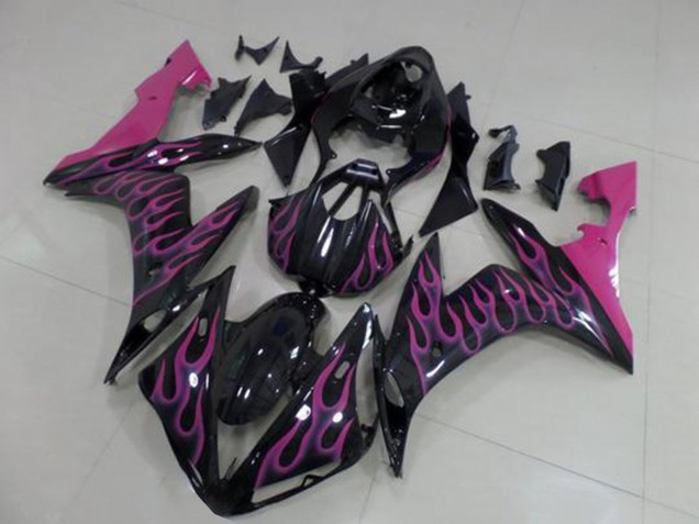 Carenados Moto Yamaha YZF R1 2004-2006 - Negro Brillante Rosa Llama Fábrica