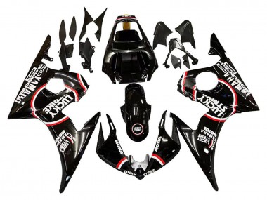 Carenados Moto Yamaha YZF 600 R6 2005 - Negro Brillante Blanco Lucky Strike Motul Fábrica