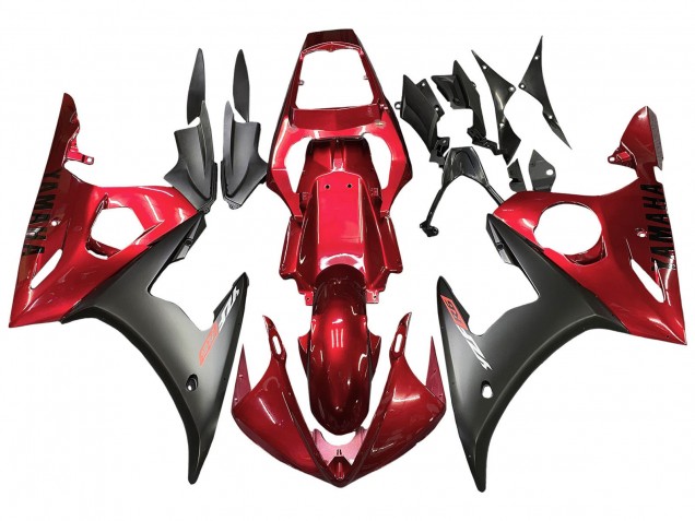 Carenado Moto Yamaha YZF 600 R6 2005 - Rojo Negro Mate Fábrica