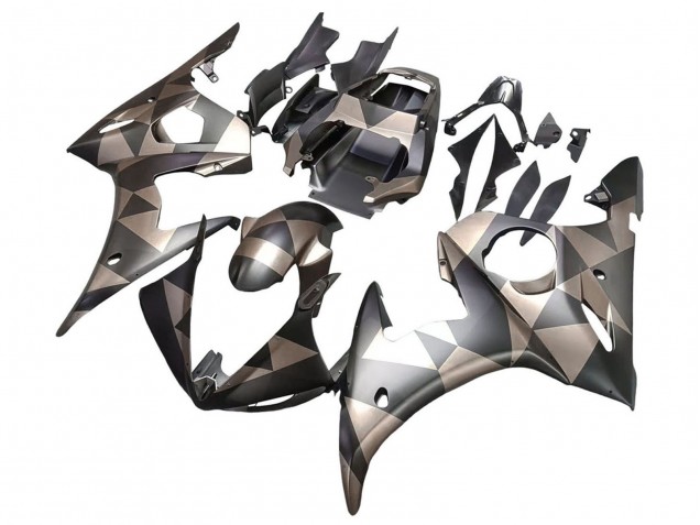 Carenados Moto Yamaha YZF 600 R6 2005 - Negro Mate Gris Geométrico Fábrica