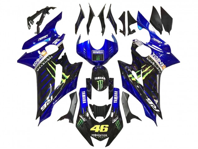 Carenados Moto Yamaha YZF 600 R6 2017-2023 - Azul Negro Brillante Verde Monstruo ENEOS Yamalube Fábrica