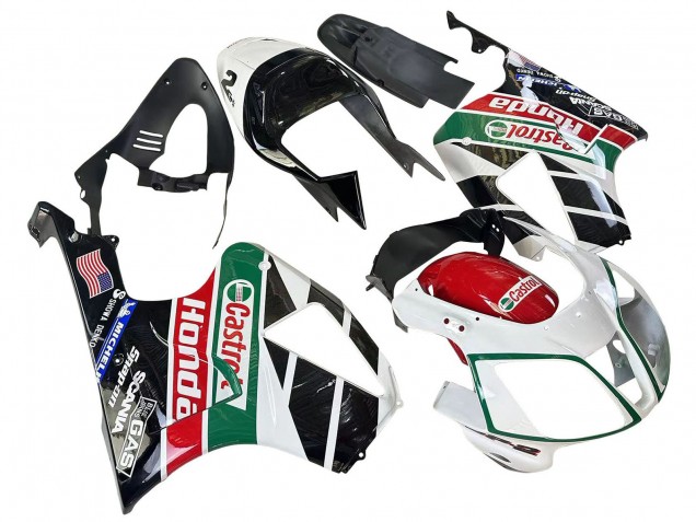 Carenados Moto Honda VTR1000 2000-2006 - Blanco Rojo Verde Negro Brillante Castrol Fábrica
