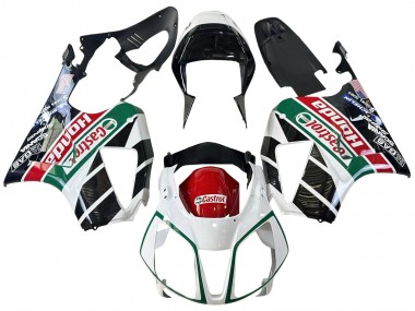 Carenados Moto Honda VTR1000 2000-2006 - Blanco Rojo Verde Negro Brillante Castrol Fábrica