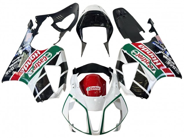 Carenados Moto Honda VTR1000 2000-2006 - Blanco Rojo Verde Negro Brillante Castrol Fábrica
