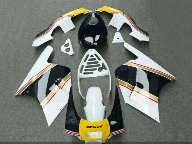 Carenados Moto Honda NSR250R 1988-1989 - Blanco Amarillo Oro Negro Brillante Fábrica