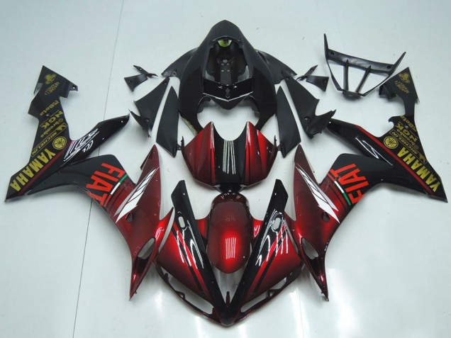 Carenados Moto Yamaha YZF R1 2007-2008 - Rojo Granate Negro Fiat Fábrica