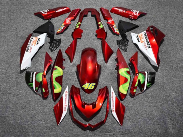 Carenados Moto Kawasaki Z1000 2010-2013 - Rojo Blanco Verde Monstruo 46 Fábrica