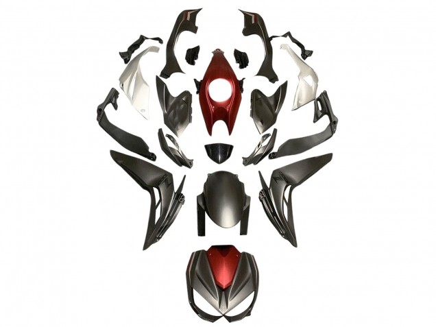 Carenados Moto Kawasaki Z1000 2014-2019 - Plata Rojo Negro Mate Fábrica