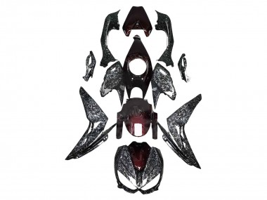 Carenados Moto Kawasaki Z1000 2014-2019 - Negro Rojo Falsificado FibraCarbono Fábrica