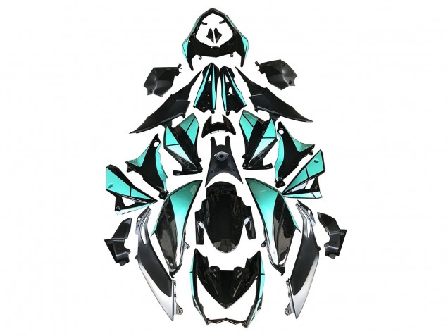 Carenados Moto Kawasaki Z1000 2014-2019 - Azul Claro Negro Brillante Plata Fábrica