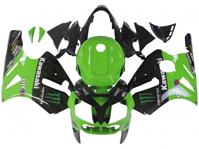Carenado Moto Kawasaki ZX12R 2002-2006 - Verde Negro Brillante Elf Touch4 Monstruo Fábrica