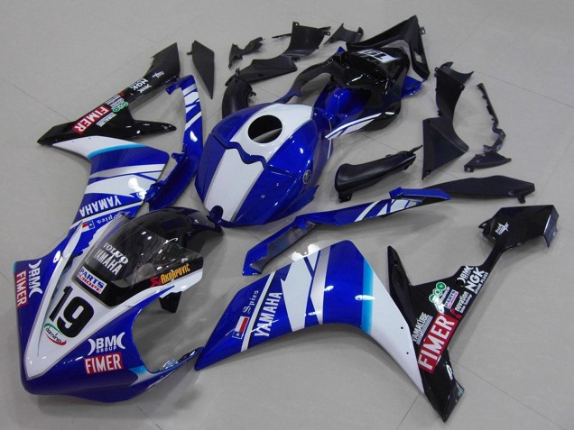 Carenados Moto Yamaha YZF R1 2007-2008 - Blanco Azul Negro Volvo Fimer Fábrica