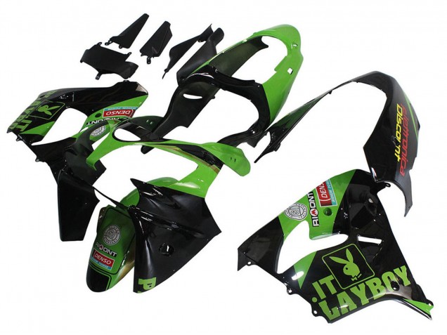 Carenados Moto Kawasaki ZX9R 2000-2001 - Verde Negro Playboy DENSO Fábrica