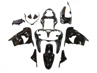 Carenados Moto Kawasaki ZX9R 2000-2001 - Negro Brillante Blanco Calcomanía Fábrica