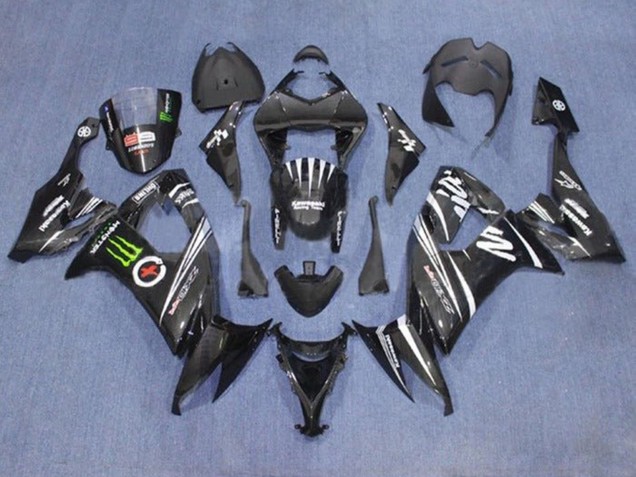 Carenados Moto Kawasaki ZX10R 2008-2010 - Negro Blanco Verde Monstruo Fábrica