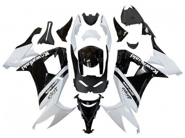 Carenados Moto Kawasaki ZX10R 2008-2010 - Blanco Negro Brillante Raya Fábrica