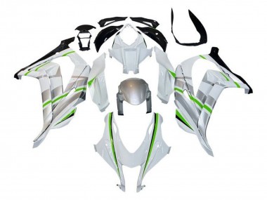 Carenados Moto Kawasaki ZX10R 2016-2020 - Blanco Plata Verde Raya Fábrica