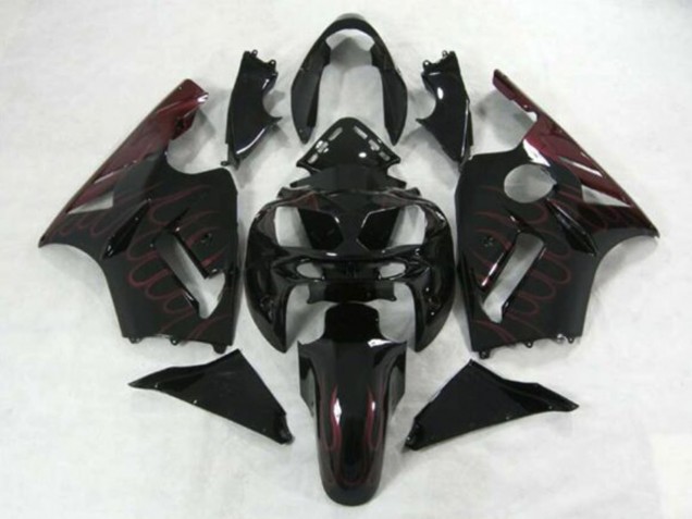 Carenados Moto Kawasaki ZX12R 2002-2006 - Negro Brillante Burgundy Llama Fábrica
