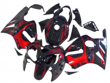 Carenados Moto Kawasaki ZX12R 2002-2006 - Negro Brillante Rojo Tribal Fábrica
