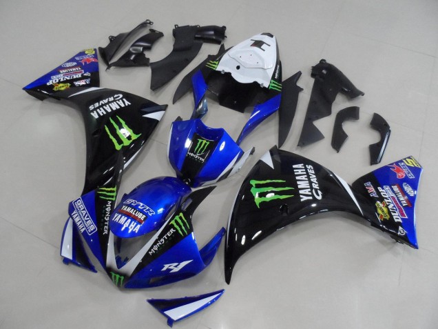 Carenados Moto Yamaha YZF R1 2012-2014 - Blanco Azul Negro Brillante Verde Graves Yamalube Monstruo Fábrica