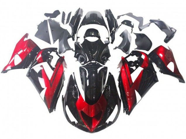 Carenados Moto Kawasaki ZX14R ZZR1400 2006-2011 - Rojo Negro Brillante Fábrica