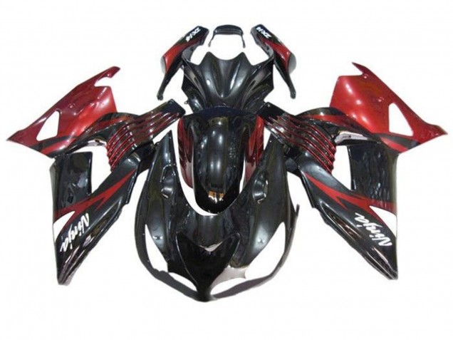Carenados Moto Kawasaki ZX14R ZZR1400 2006-2011 - Rojo Negro Brillante Blanco Calcomanía Fábrica