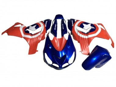 Carenados Moto Kawasaki ZX14R ZZR1400 2006-2011 - Azul Rojo Blanco Estrella Captain America Fábrica