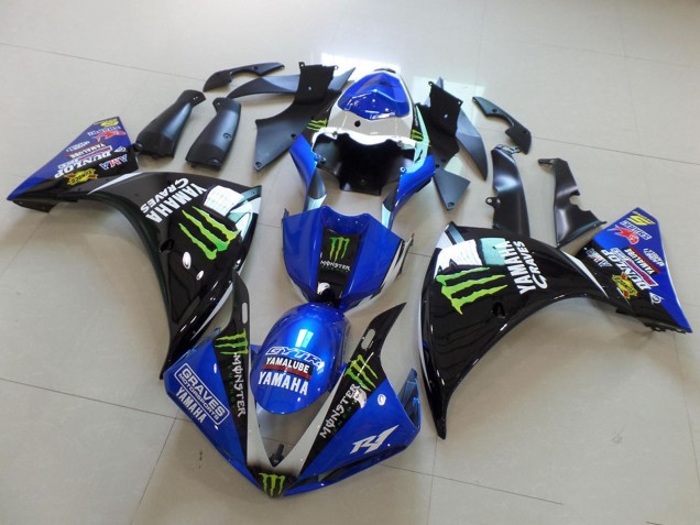 Carenados Moto Yamaha YZF R1 2012-2014 - Azul Blanco Negro Brillante Verde Graves Yamalube Monstruo Fábrica