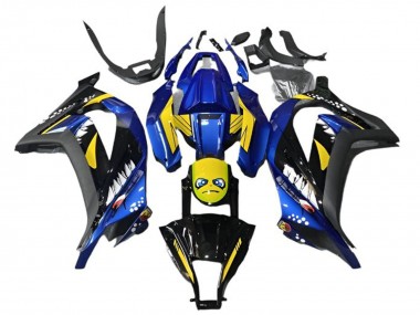 Carenados Moto Kawasaki EX300 2013-2024 - Azul Amarillo Negro Tiburón Fábrica