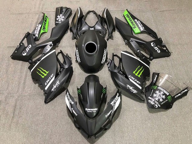 Carenados Moto Kawasaki Ninja 400 2018-2024 - Negro Mate Blanco Verde Monstruo Nieve Fábrica