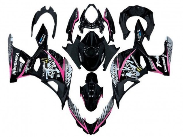 Carenados Moto Kawasaki Ninja 400 2018-2024 - Negro Brillante Rosa Blanco Fábrica