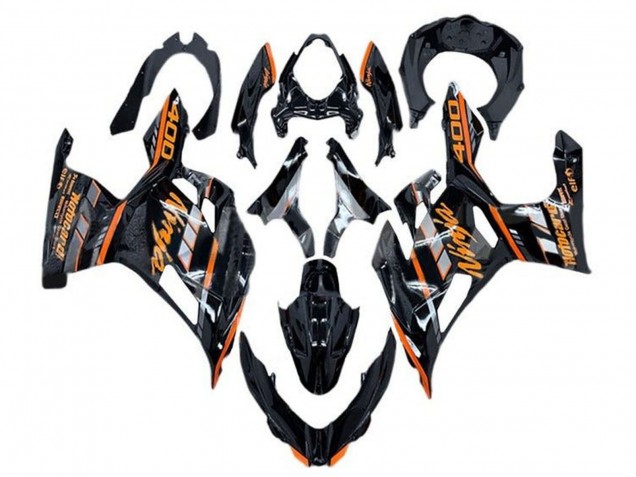 Carenados Moto Kawasaki Ninja 400 2018-2024 - Negro Brillante Naranja Gris Fábrica