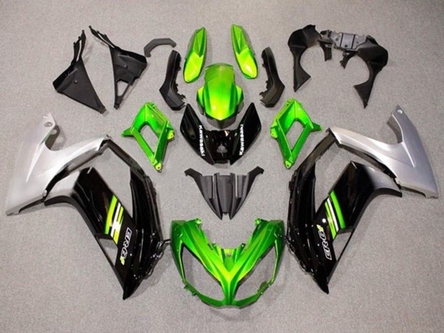 Carenados Moto Kawasaki Ninja ER6F 2012-2014 - Verde Negro Plata Fábrica