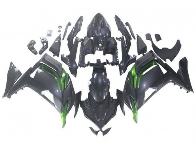 Carenados Moto Kawasaki Ninja 650 EX650 2020-2024 - Falso FibraCarbono Verde Fábrica