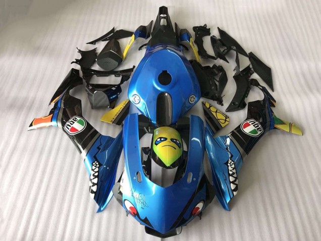 Carenado Moto Yamaha YZF R1 2015-2019 - Azul Amarillo Tiburón Fábrica