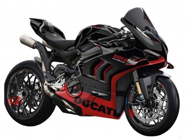 Carenados Moto Ducati Panigale V4 V4S 2022-2024 - Negro Rojo Fábrica