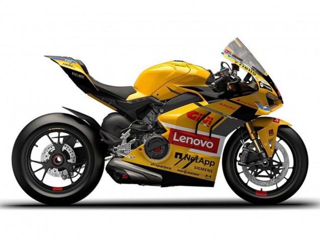 Carenados Moto Ducati Panigale V4 V4S 2022-2024 - Amarillo Rojo Lenovo Fábrica