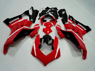 Carenados Moto Ducati Panigale V4 V4S 2020-2021 - Rojo Blanco Negro Brillante Raya Fábrica