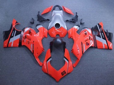 Carenados Moto Ducati Panigale V4 V4S 2020-2021 - Plata Rojo Negro Mate Raya 65 Fábrica