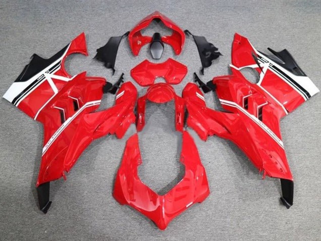 Carenados Moto Ducati Panigale V4 V4S 2020-2021 - Blanco Rojo Negro Brillante Raya Fábrica