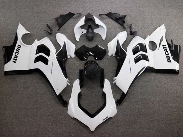 Carenados Moto Ducati Panigale V4 V4S 2020-2021 - Blanco Brillante Negro Brillante Fábrica