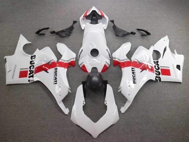 Carenados Moto Ducati Panigale V4 V4S 2020-2021 - Blanco Rojo Raya Fábrica