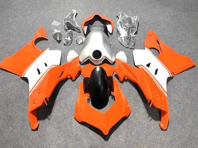 Carenados Moto Ducati Panigale V4 V4S 2020-2021 - Blanco Plata Naranja Fábrica